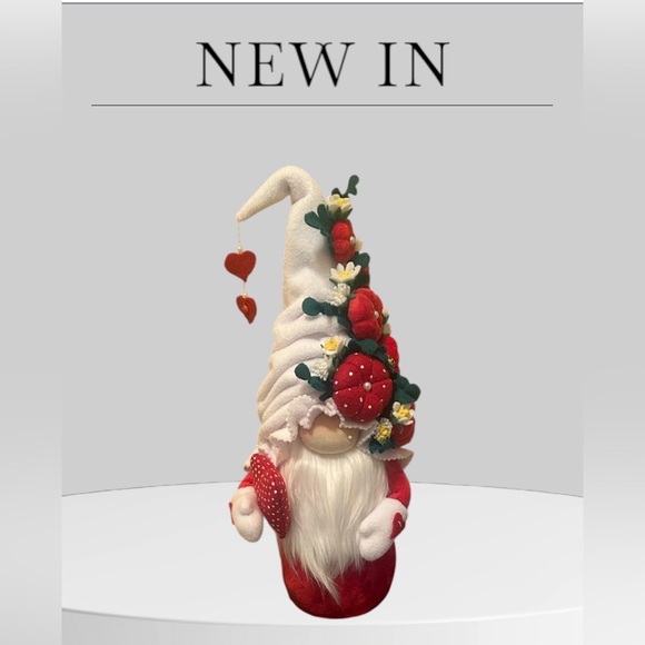 Magical Winter Treasures Other - Adorable “New” Valentines Plush Gnome Doll Pumpkin and Flower Hat hanging hearts
